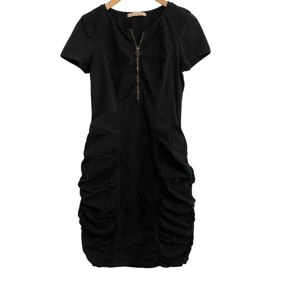 XCVI Wearables Zip Front Dress Womems Size Small Military ruched Stretch - Picture 1 of 9